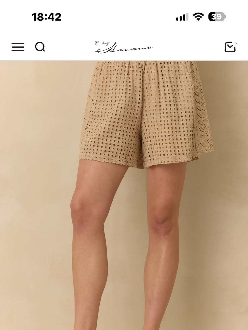 Vintage Havana Beige Eyelet Bermuda Shorts and matching Top - Picture 4 of 4